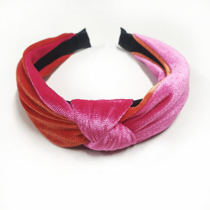 Variegated velvet head band, red/pink