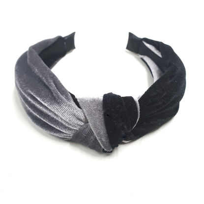 Variegated velvet head band, grey/black.